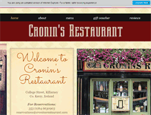 Tablet Screenshot of croninsrestaurant.com